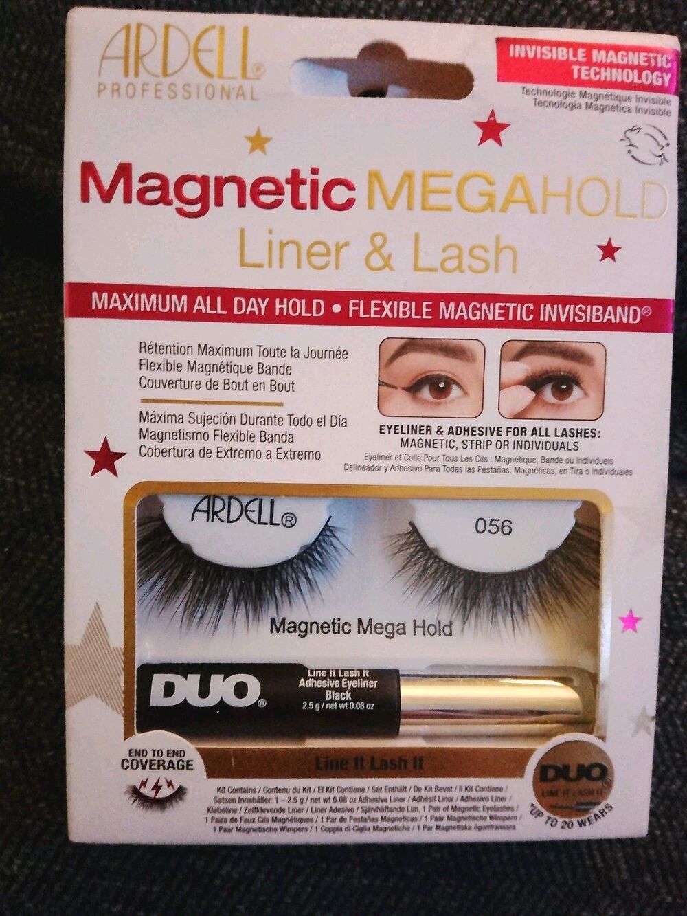 Ardell 3D Faux Mink Lashes & Magnetic MegaHold Liner Lash Kit 858 Black Set - Picture 2 of 5